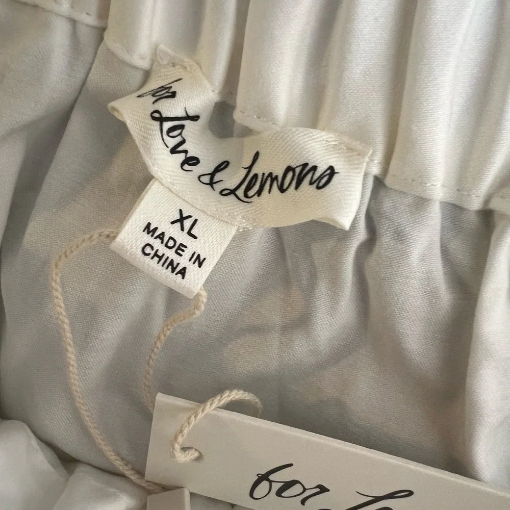 For Love &‎ Lemons White Midi Skirt Ecoveco Blend Pull-On Elastic Waist XL New